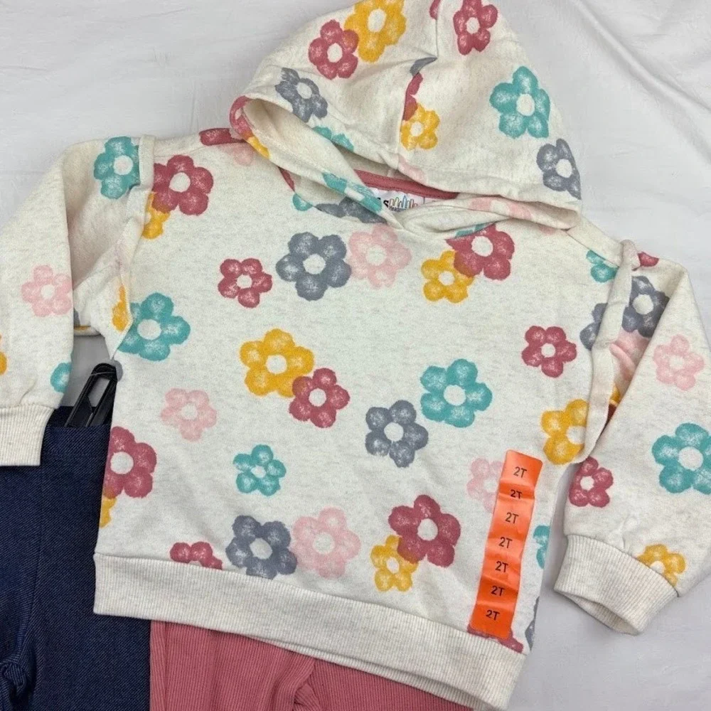 Kids Headquarters 2T Girls 3 Piece Outfit‎ Hedgehog Top Leggings Hoodie